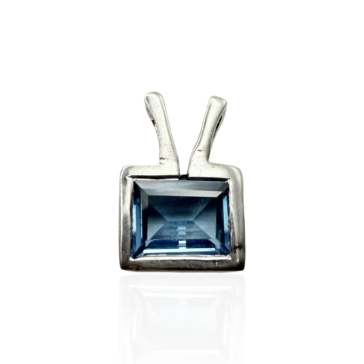 925 Sterling Silver Topaz-hued Square Pendant