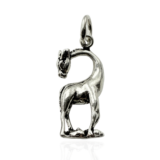 925 Sterling Silver Curved Neck Giraffe Charm