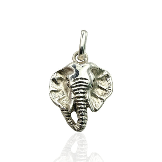 925 Sterling Silver Elephant Face Pendant