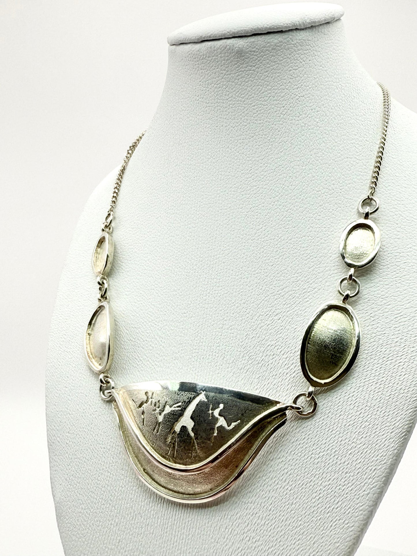 925 Sterling Silver 42cm African Rock art Necklace
