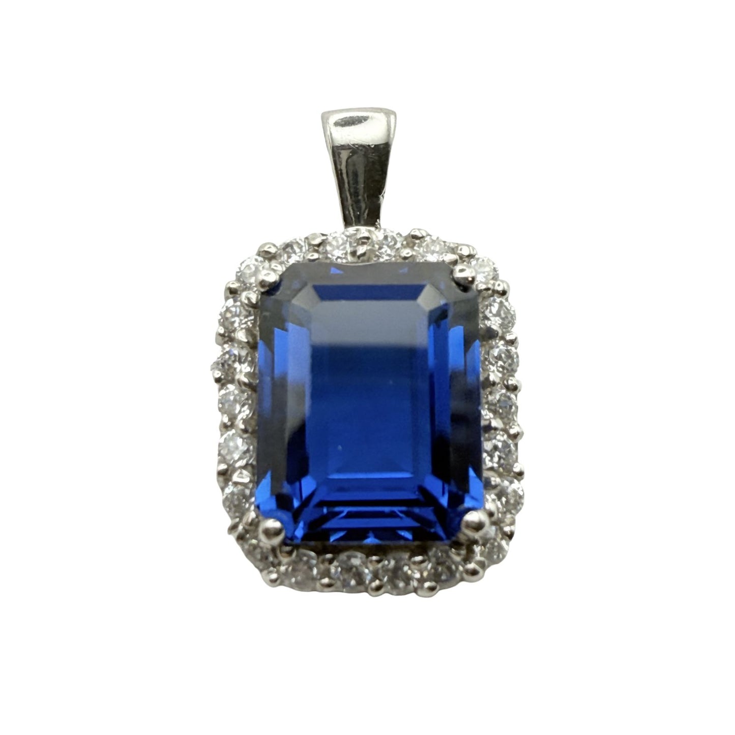 925 Sterling Silver Dark Blue C/Z Pendant