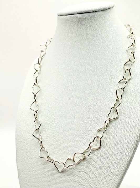 925 Sterling Silver Heart Link Necklace