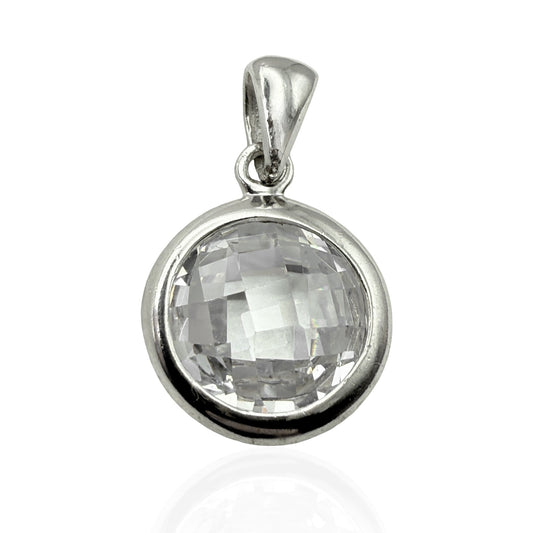 925 Sterling Silver Large Checkerboard-Cut Pendant