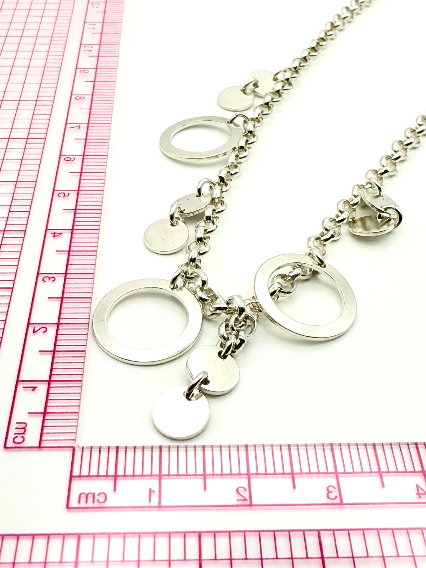 925 Sterling Silver 40cm Disc Necklace
