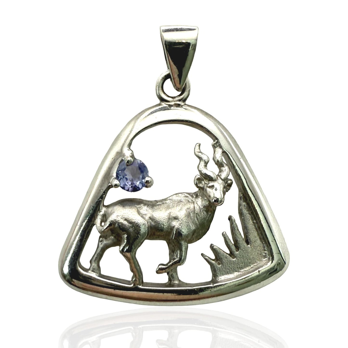 925 Sterling Silver Kudu with Tanzanite Pendant