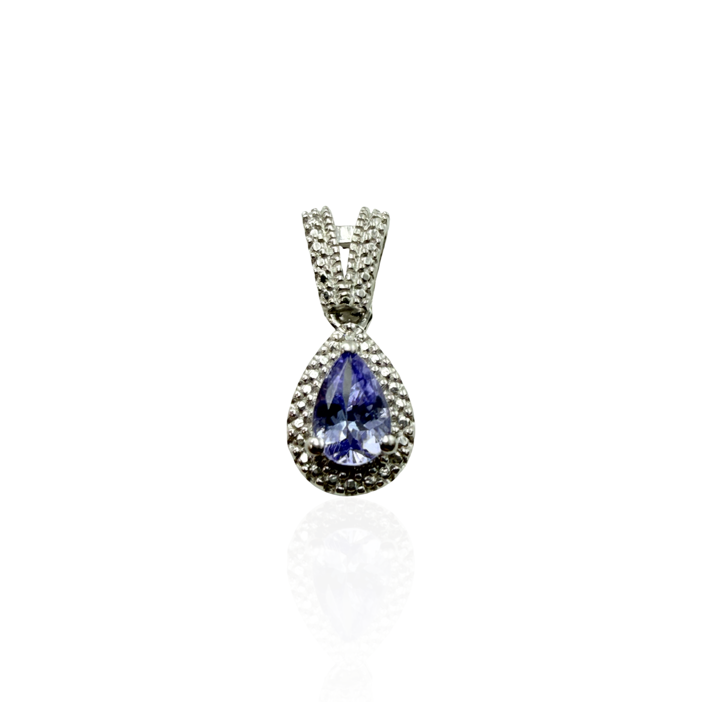 925 Sterling Silver Teardrop Tanzanite-hued Pendant