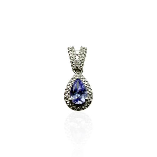 925 Sterling Silver Teardrop Tanzanite-hued Pendant