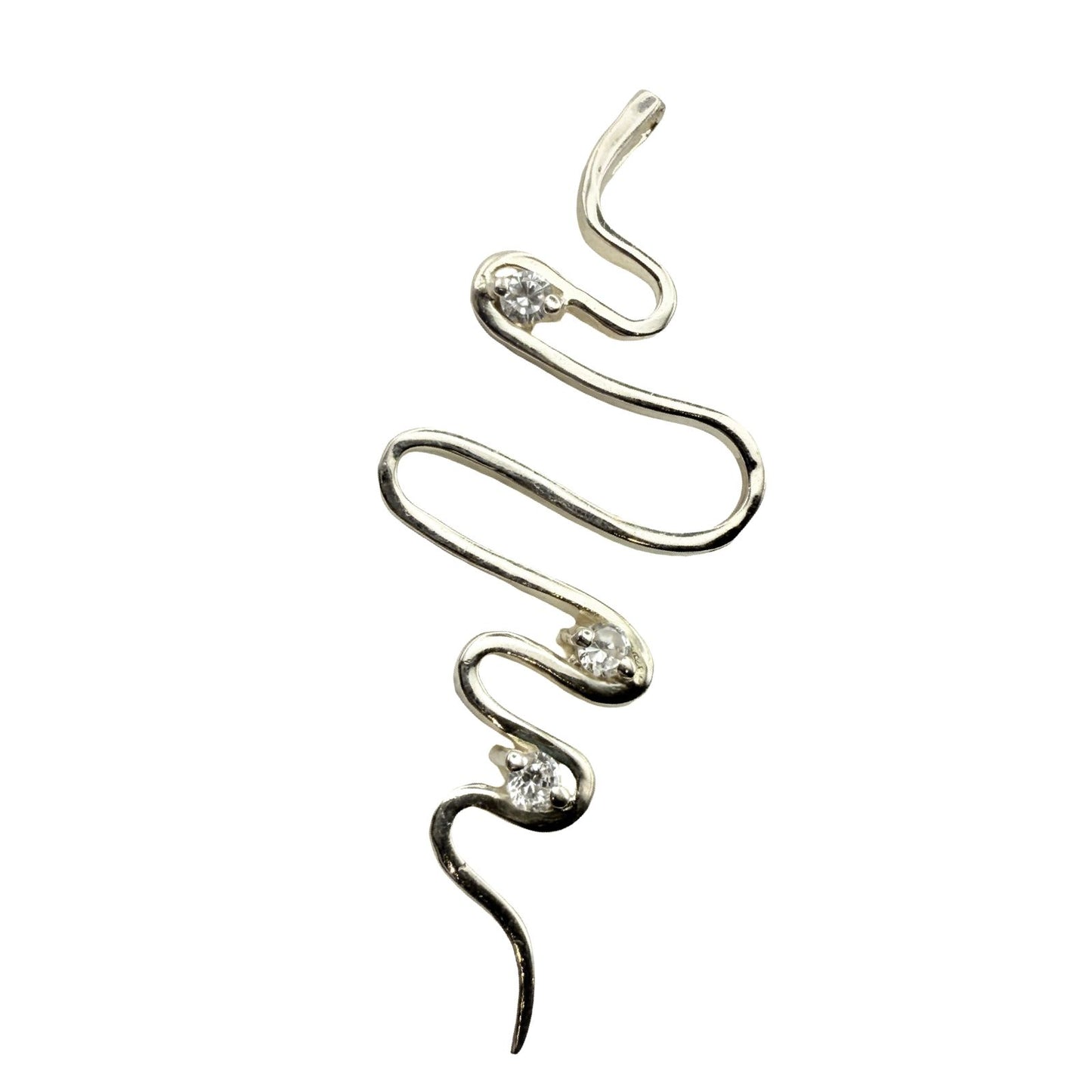 925 Sterling Silver Vertical C/Z Swirl Pendant