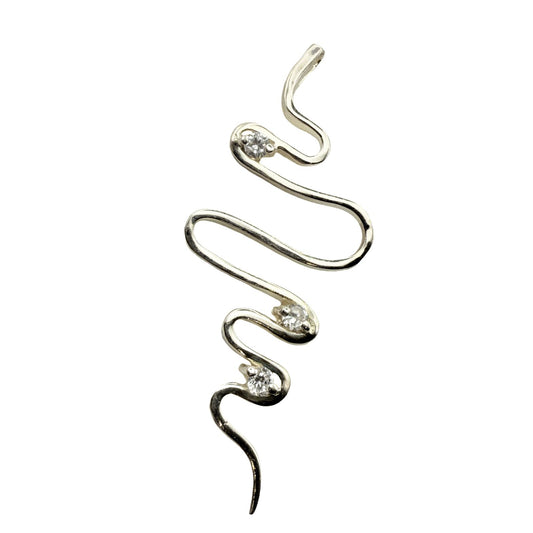 925 Sterling Silver Vertical C/Z Swirl Pendant