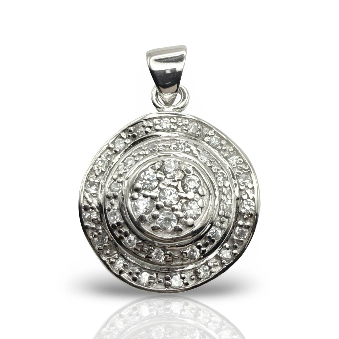925 Sterling Silver Round Stacking C/Z Pendant