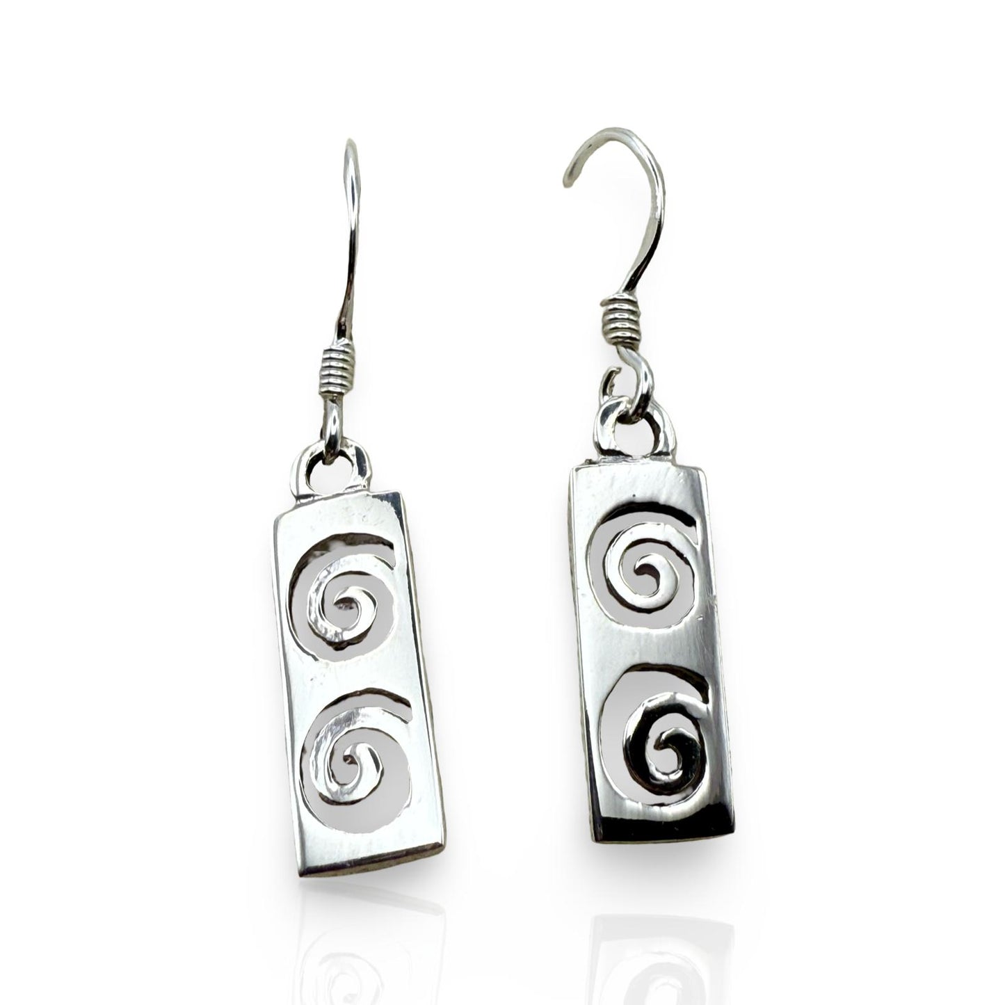 925 Sterling Silver Dual Spiral Tablet Earrings
