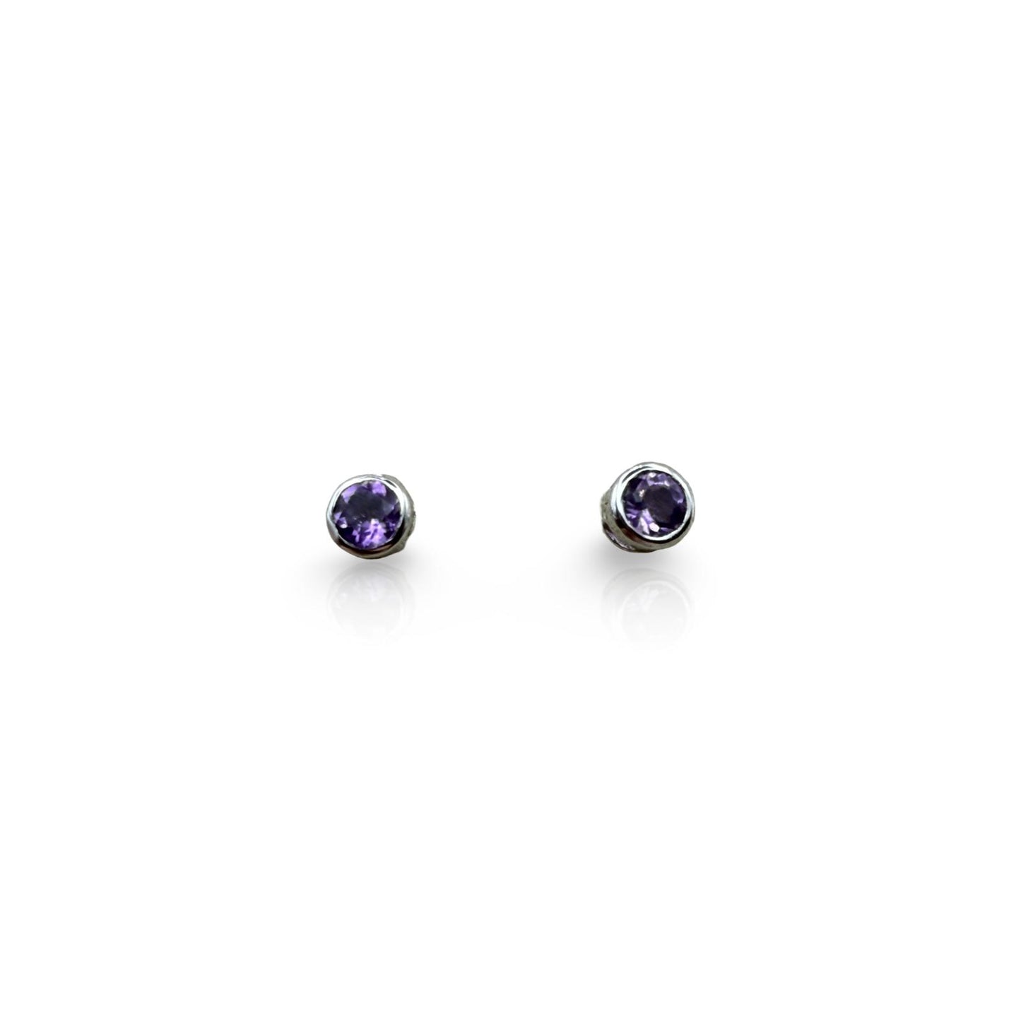925 Sterling Silver Amethyst Stud Earrings