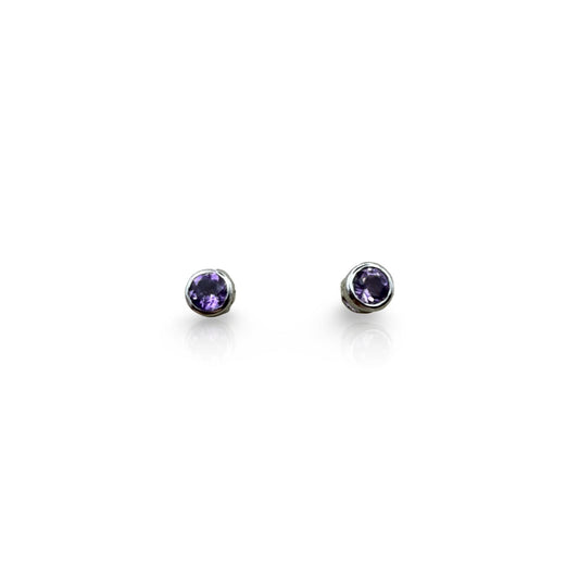 925 Sterling Silver Amethyst Stud Earrings
