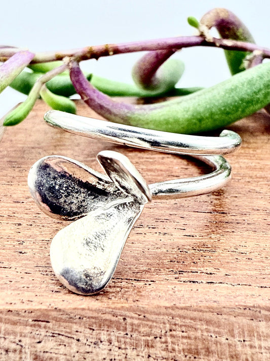Large Leave Spekboom Adjustable Ring Sterling Silver 925
