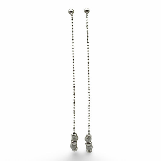 925 Sterling Silver Linear Bead Drop Earrings