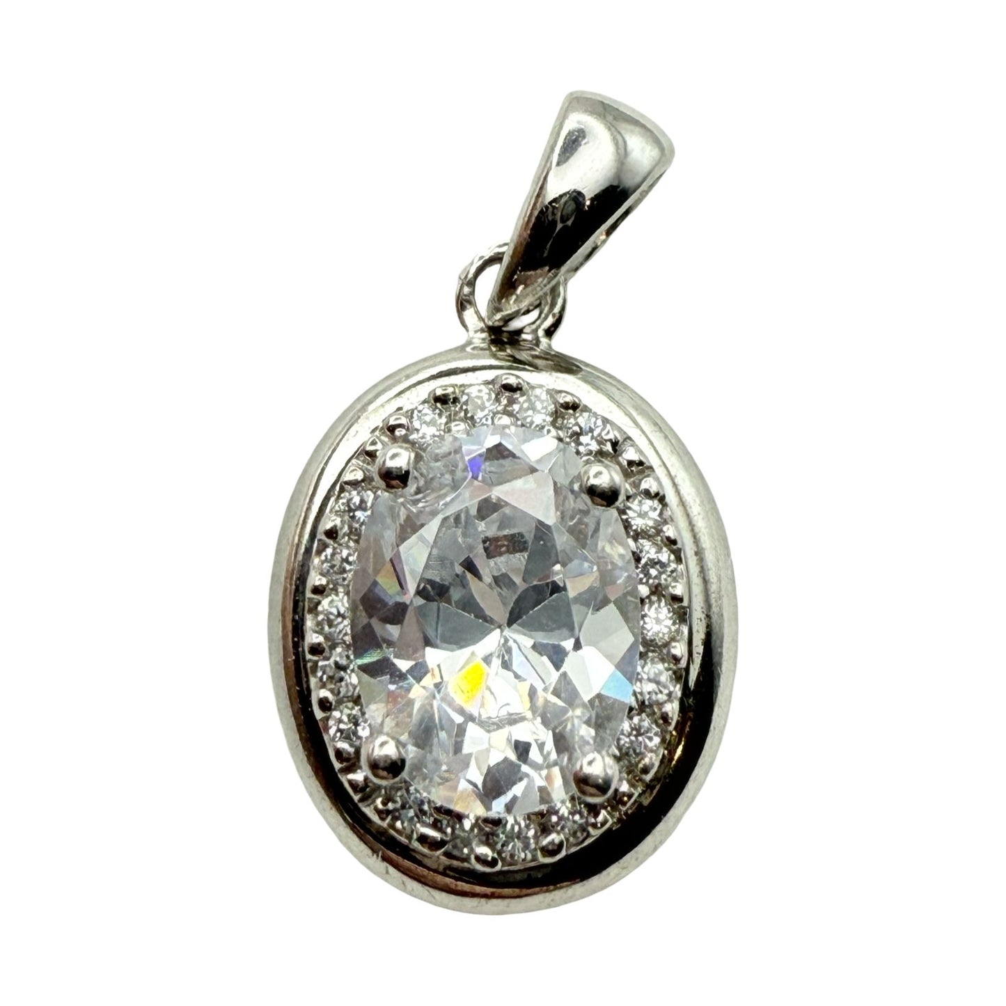 925 Sterling Silver Three-Lobe C/Z Pearl Shaped Pendant