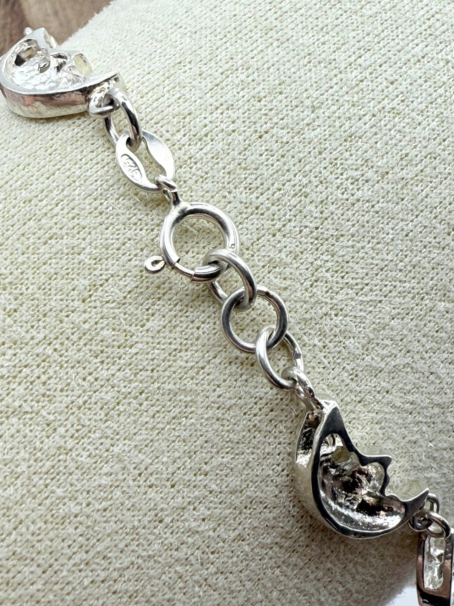 925 Sterling Silver Half Moon 18.5cm Bracelet