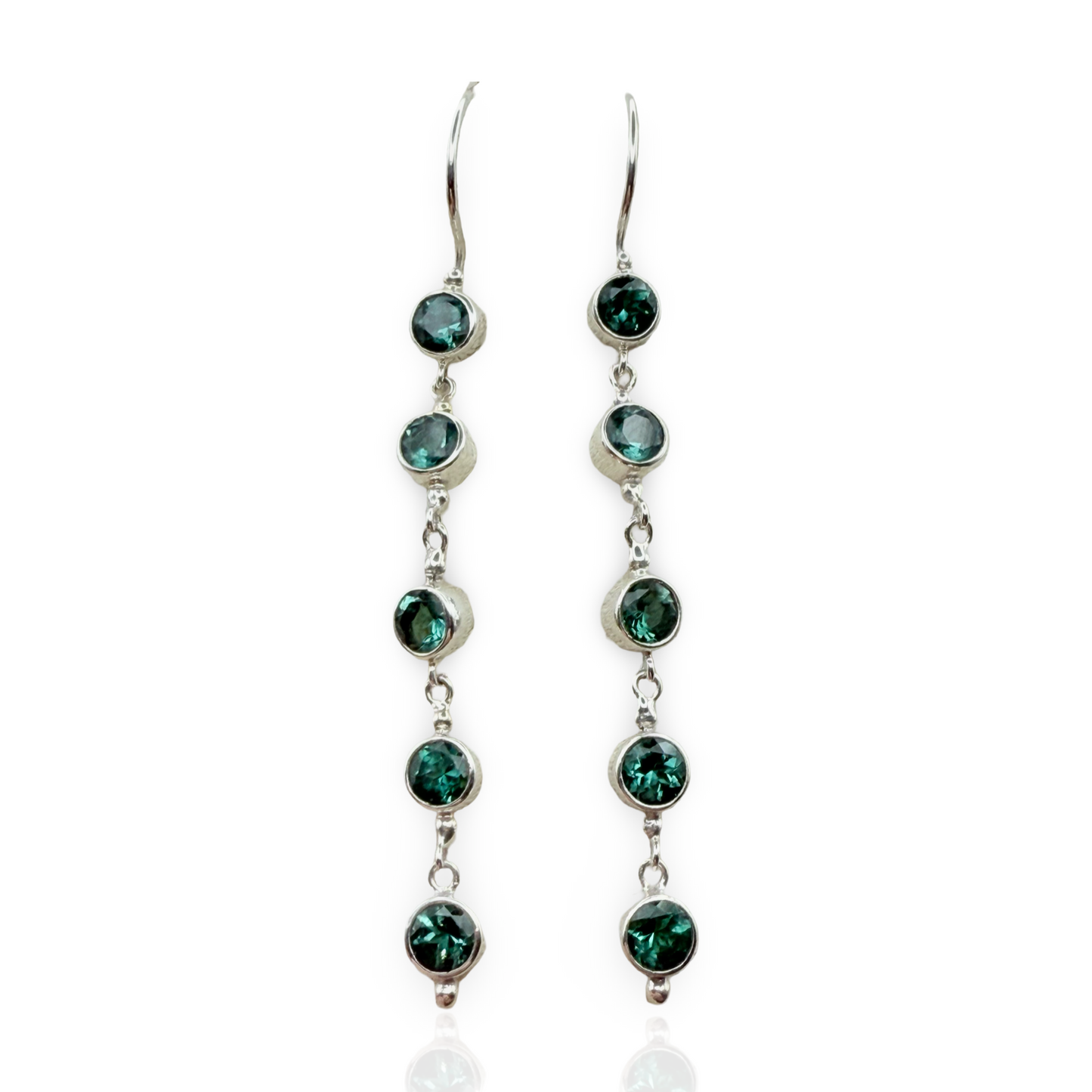 925 Sterling Silver Semi-precious Blue/green Tourmaline Earrings