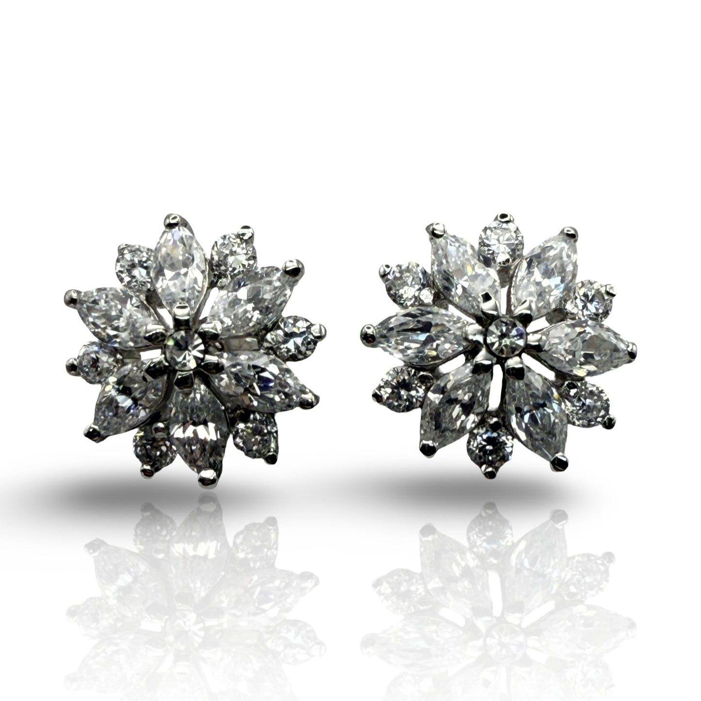 925 Sterling Silver C/Z Flower Earring