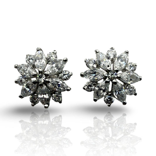 925 Sterling Silver C/Z Flower Earring
