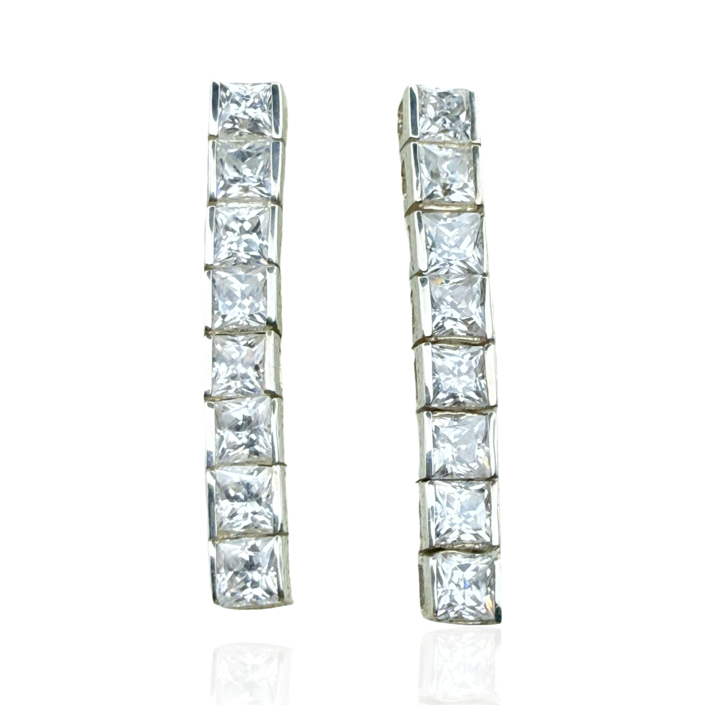 925 Sterling Silver Modernist Ice Pick Stud Earrings