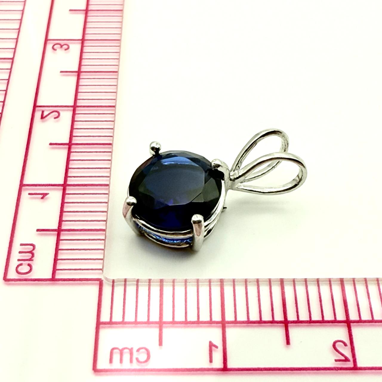 925 Sterling Silver Four-Prong Sapphire-hued Pendant