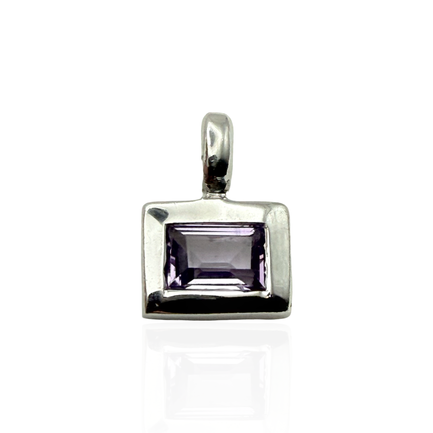 925 Sterling Silver Emerald-Cut Semi-precious Pendant