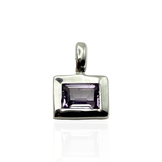 925 Sterling Silver Emerald-Cut Semi-precious Pendant