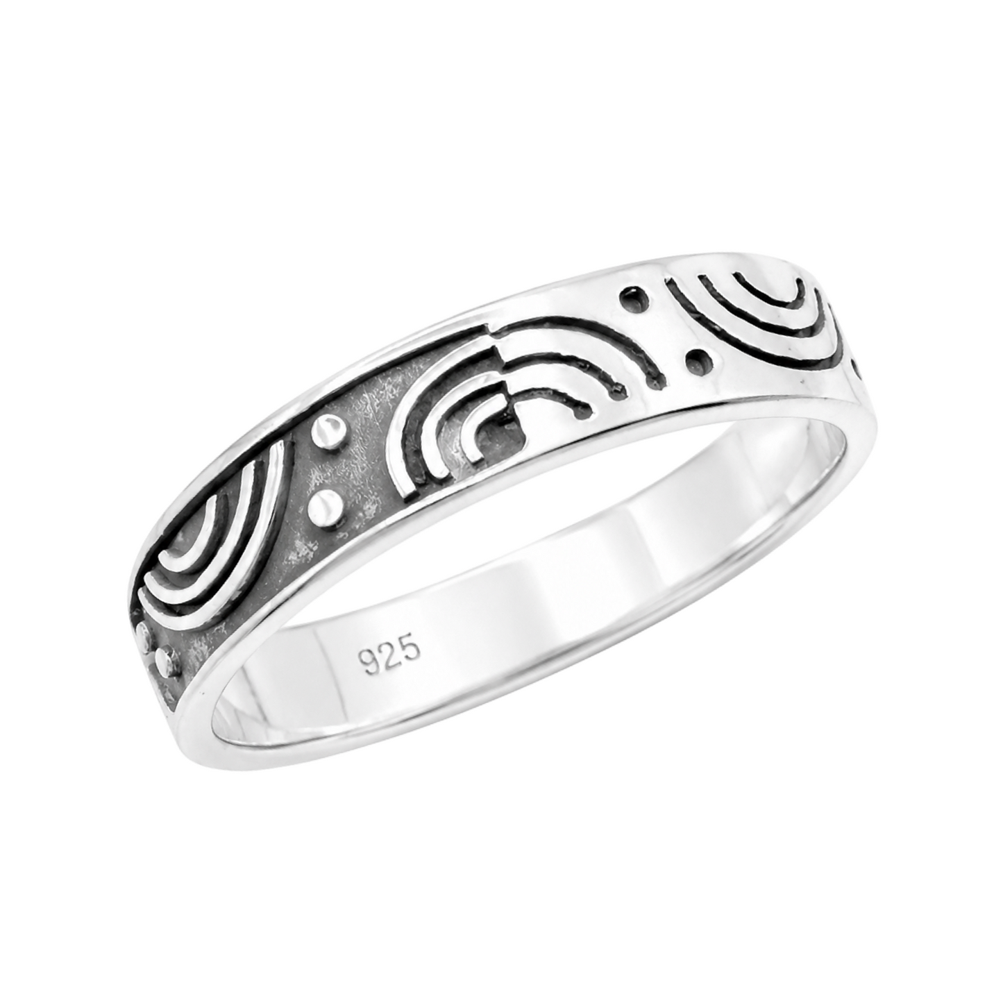 925 Sterling Silver Eclipse Motif Band