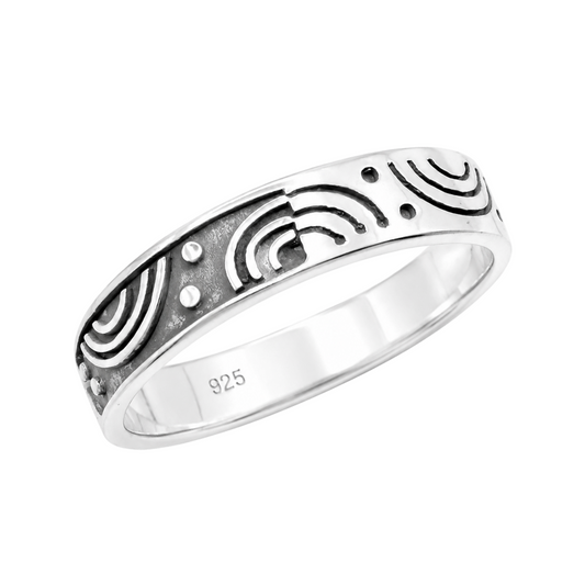 925 Sterling Silver Eclipse Motif Band