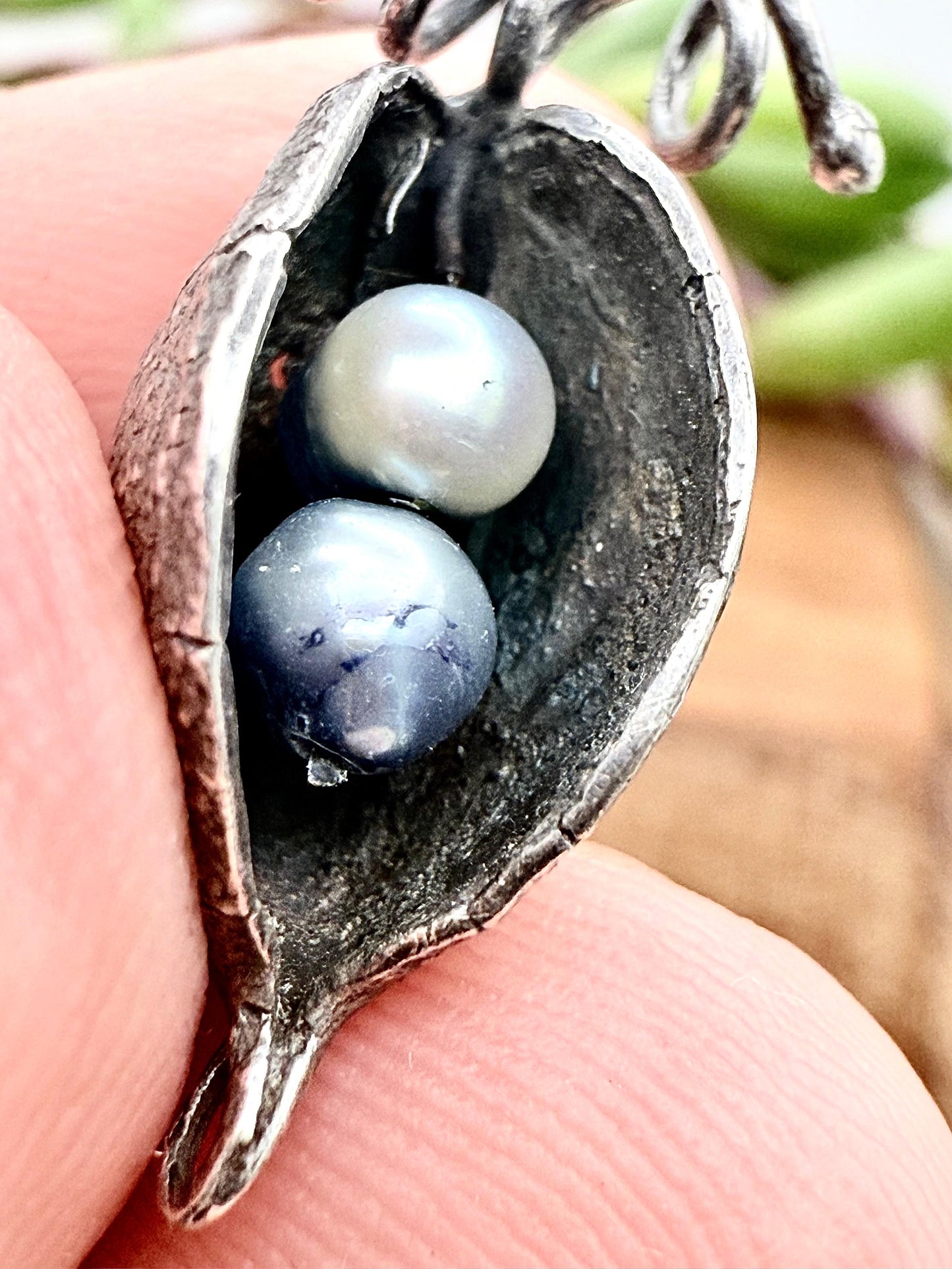 Grevillea Seed Pod with Pearls Pendant Sterling Silver 925