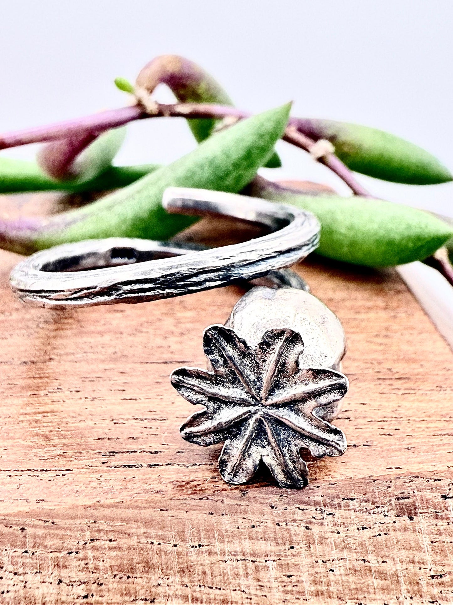 Adjustable Poppy Ring Sterling Silver 925