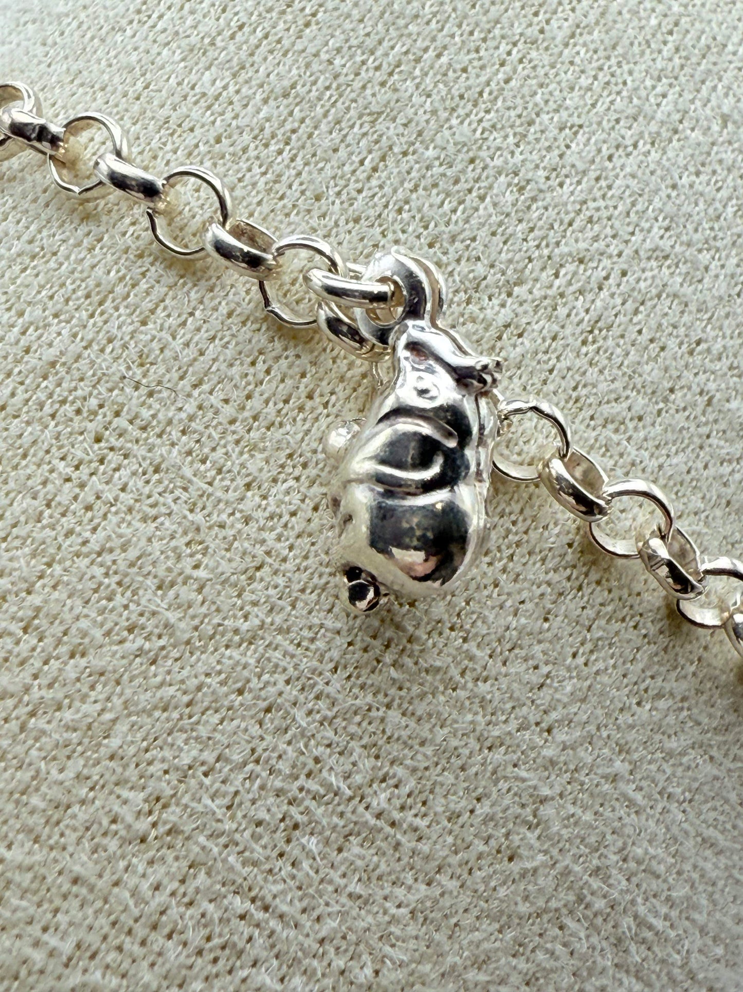 925 Sterling Silver Small Elephant 18.5cm Charm Bracelet