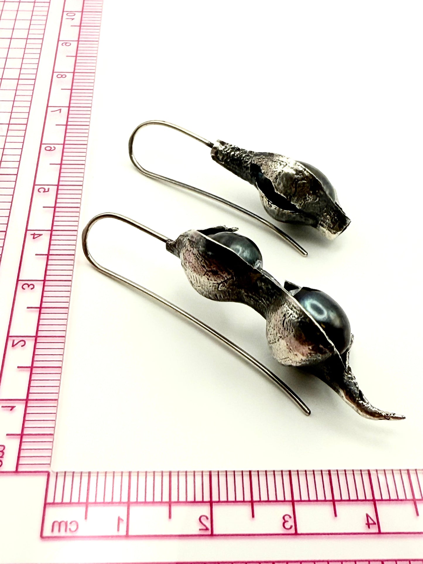 Lucky Bean with Pearl Earrings Sterling Silver 925