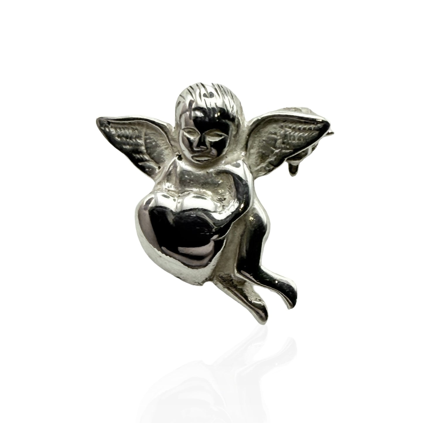 925 Sterling Silver Heart Angel Broach