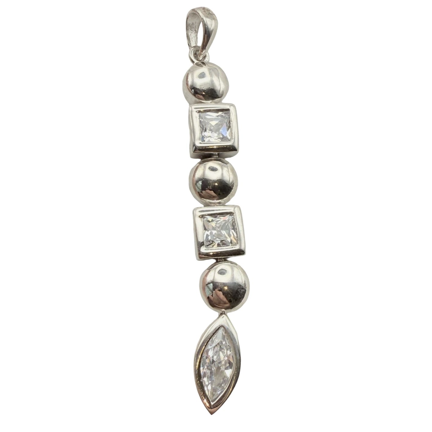 925 Sterling Silver Mixed-Cut Geometric Pendant
