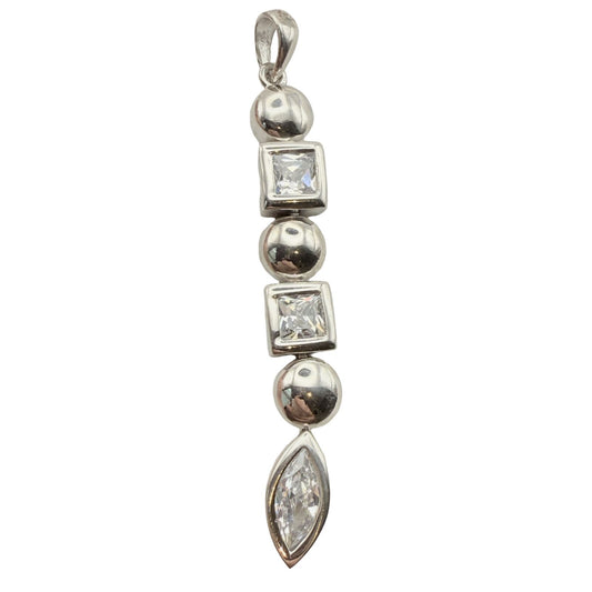 925 Sterling Silver Mixed-Cut Geometric Pendant