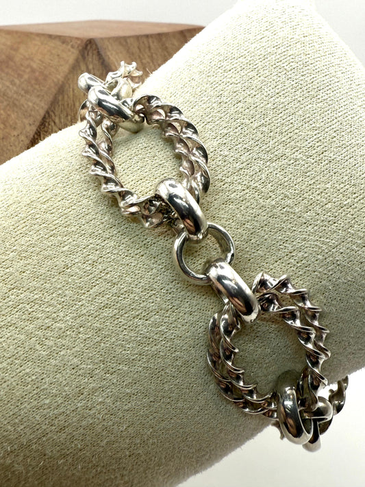 925 Sterling Silver 19cm Twisted Link Bracelet