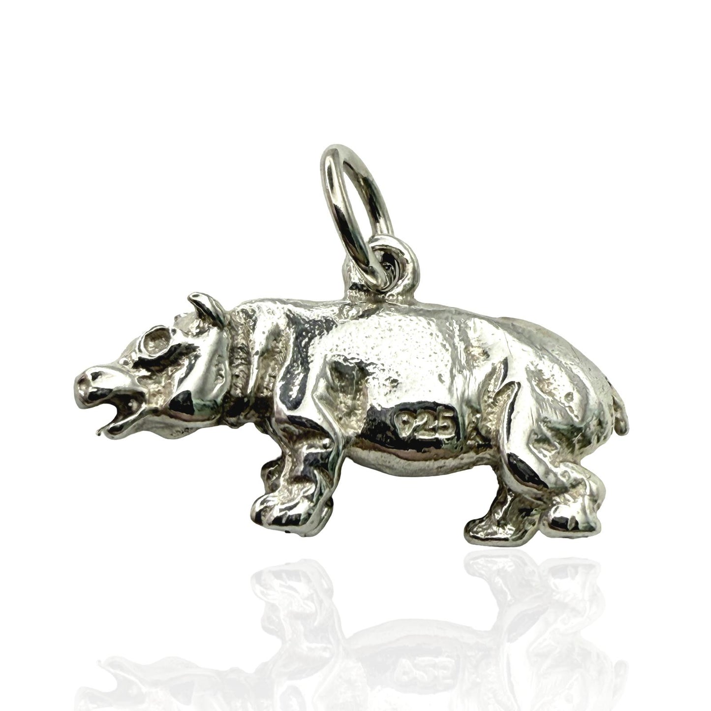 925 Sterling Silver Handmade Hippo Charm