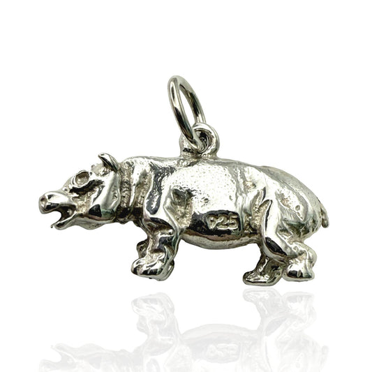 925 Sterling Silver Handmade Hippo Charm