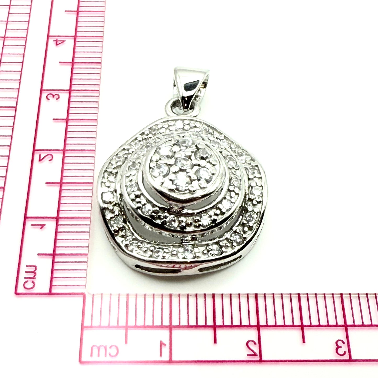 925 Sterling Silver Round Stacking C/Z Pendant