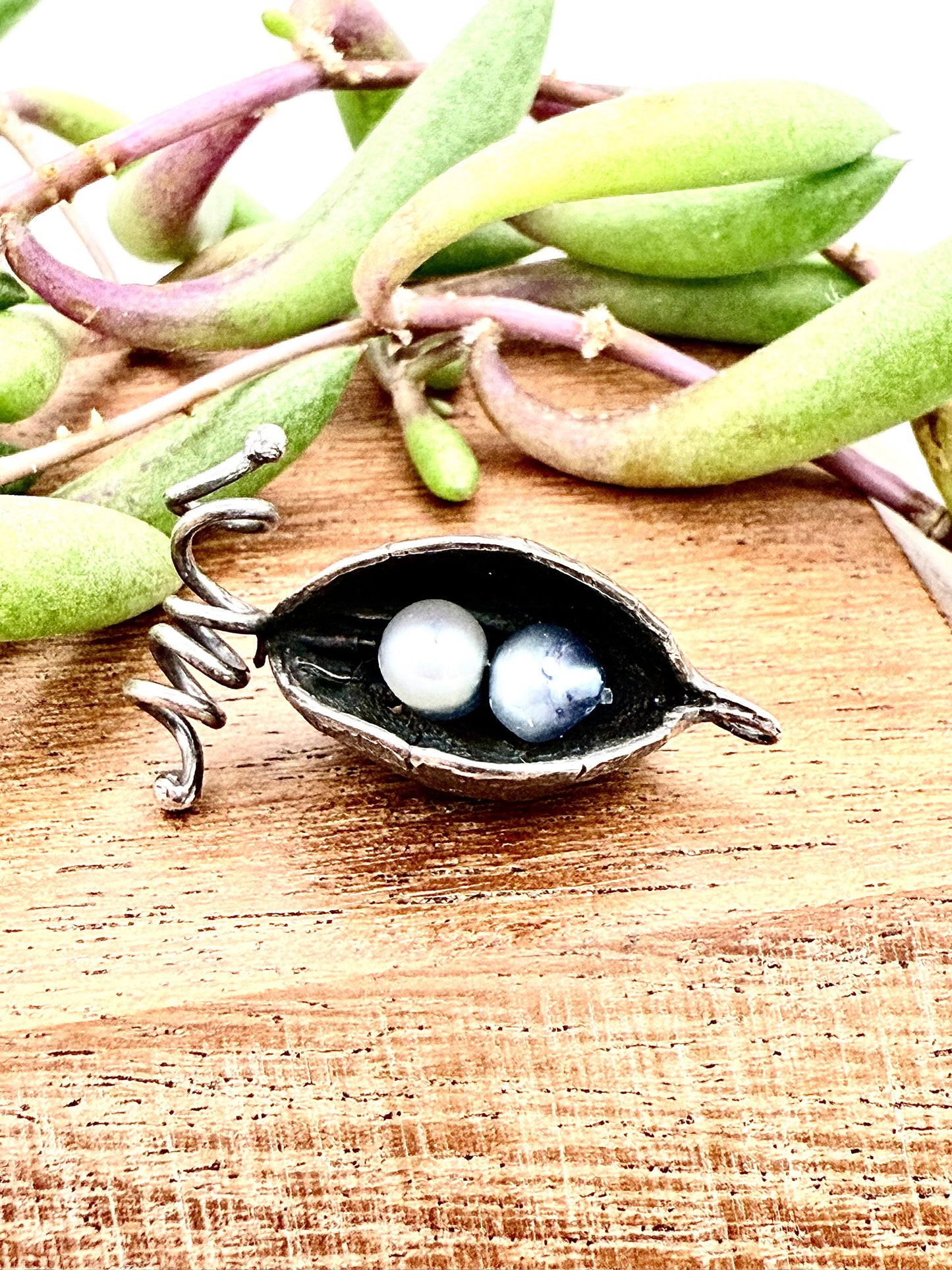 Grevillea Seed Pod with Pearls Pendant Sterling Silver 925