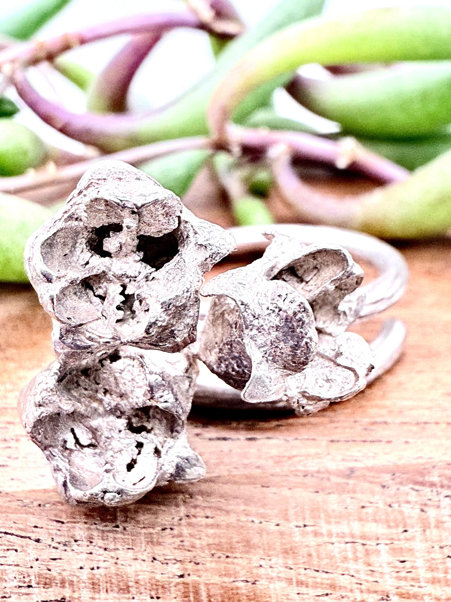 Eucalyptus Cluster Seed Adjustable Ring Sterling Silver 925