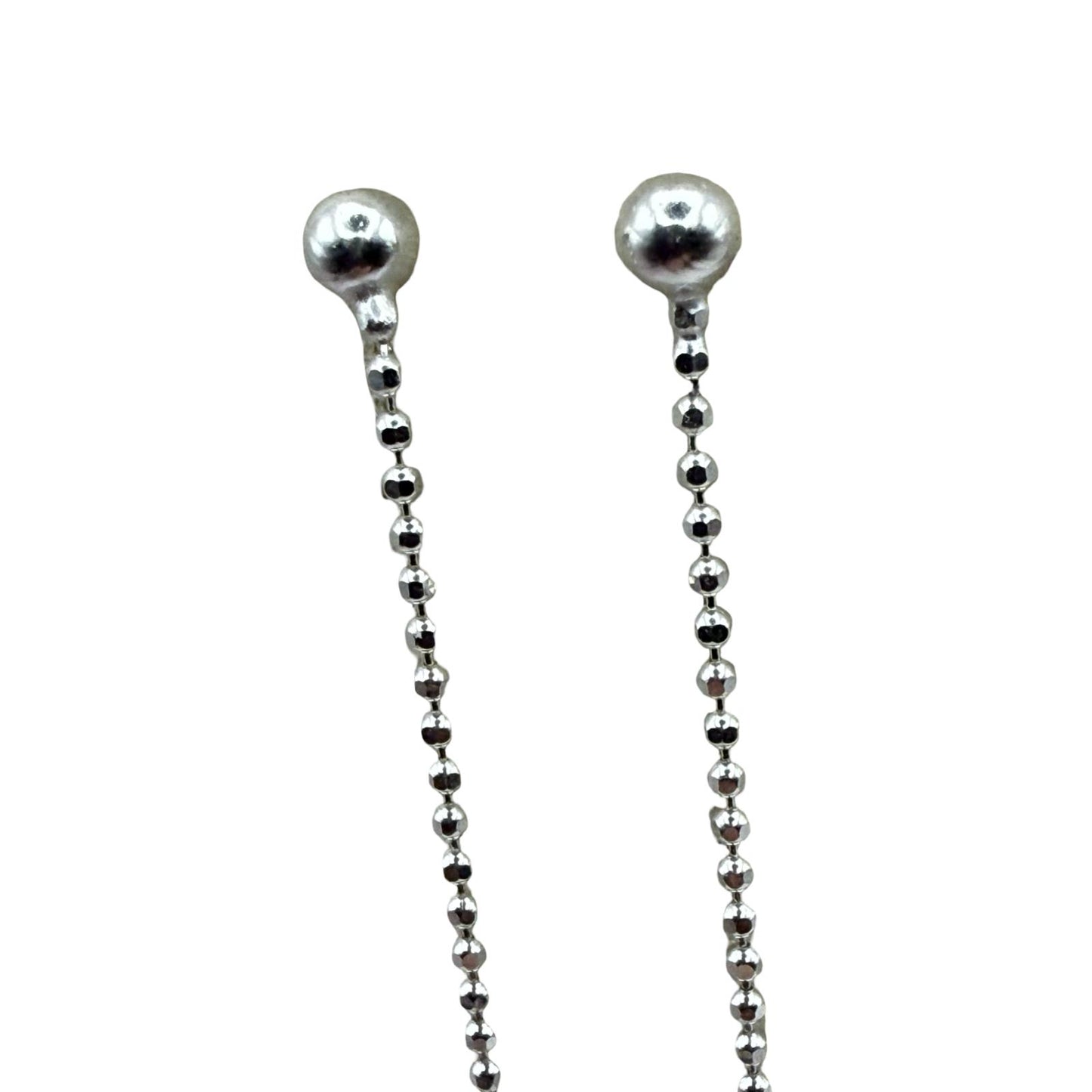 925 Sterling Silver Linear Bead Drop Earrings