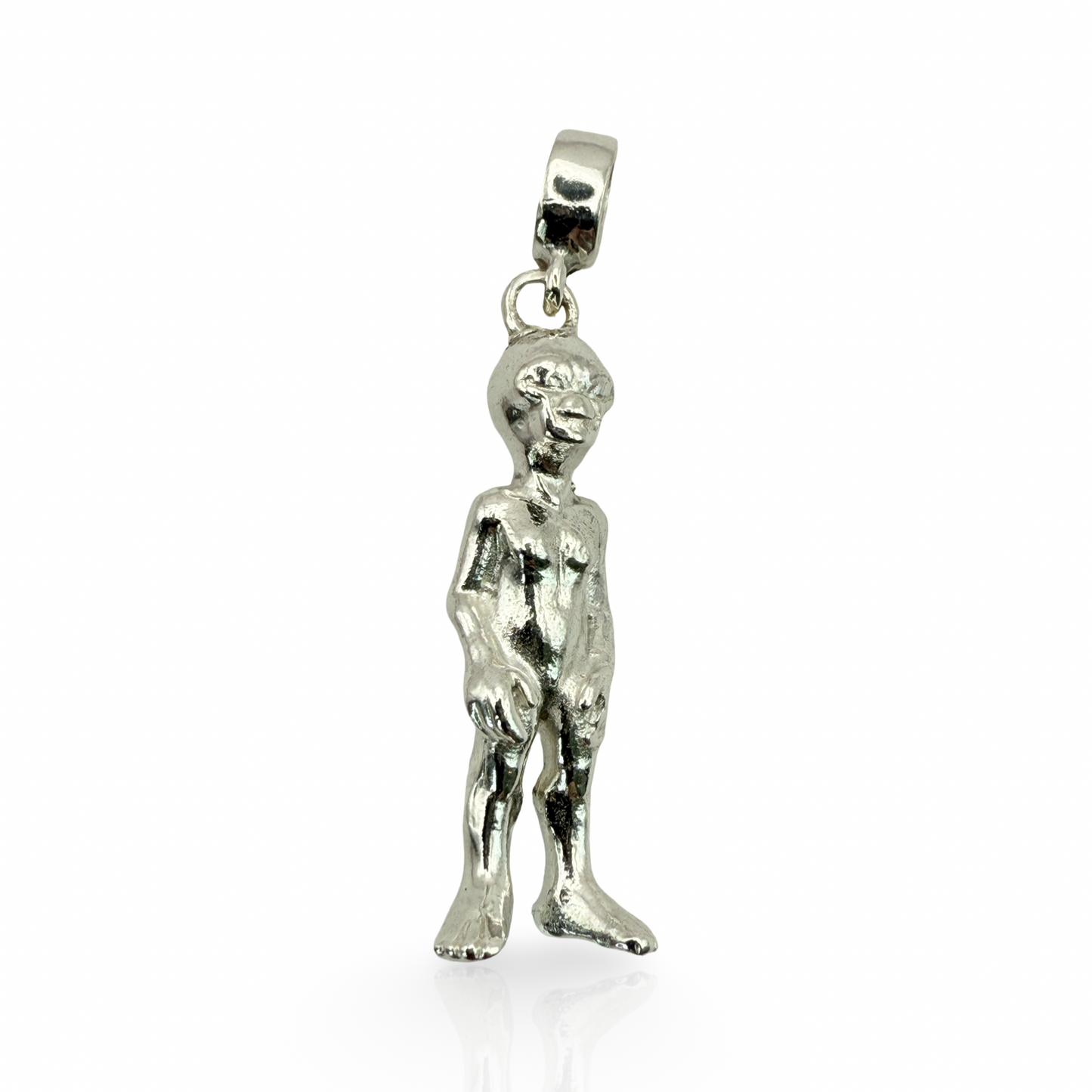 Solid Alien Pendant Sterling Silver 925