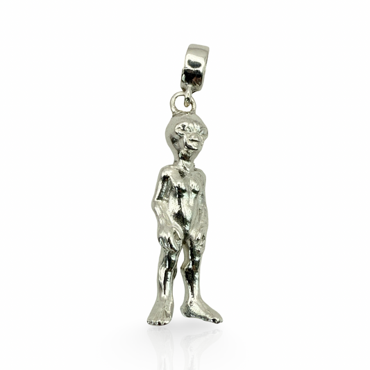 Solid Alien Pendant Sterling Silver 925