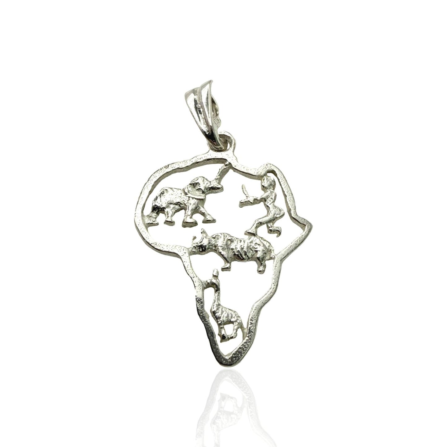 925 Sterling Silver Handmade Africa and Animal detail Pendant