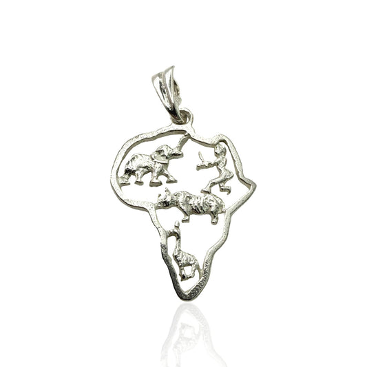 925 Sterling Silver Handmade Africa and Animal detail Pendant