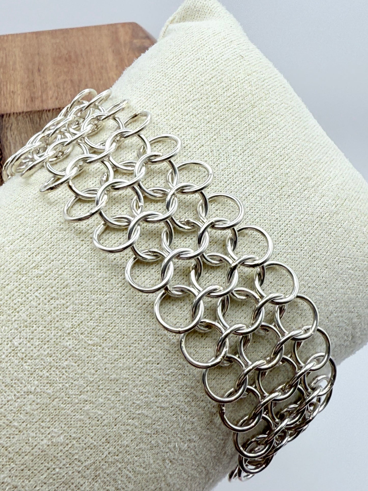 Sterling Silver 925 European 4-in-1 19.5cm Chainmaille Bracelet