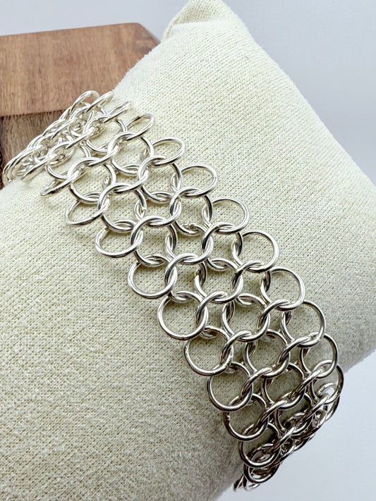 Sterling Silver 925 European 4-in-1 19.5cm Chainmaille Bracelet